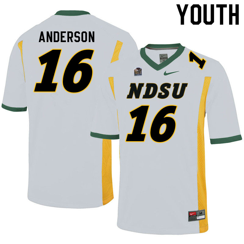 Youth #16 Peter Anderson North Dakota State Bison College Football Jerseys Sale-White